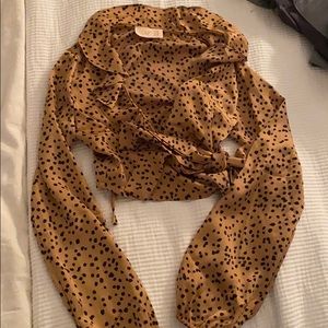 Club London cropped long sleeve blouse